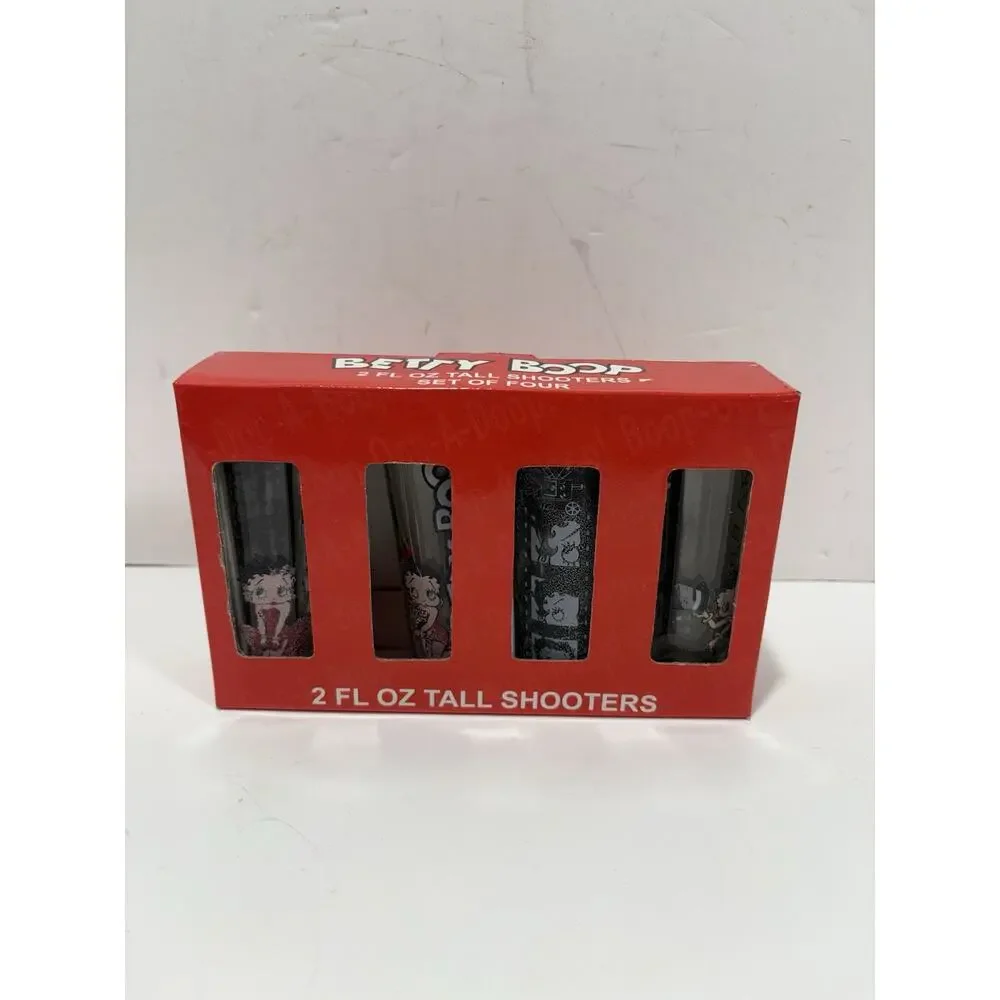 Retro BETTY BOOP 2 FL Oz FLARED SHOOTERS GLASS SET OF 4